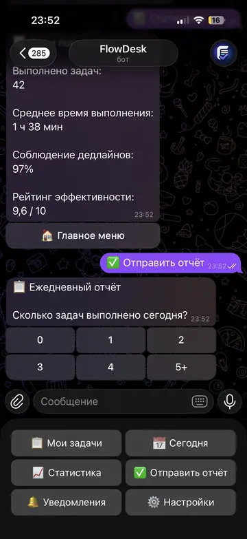 Экран Telegram-бота FlowDesk, 6 из 8
