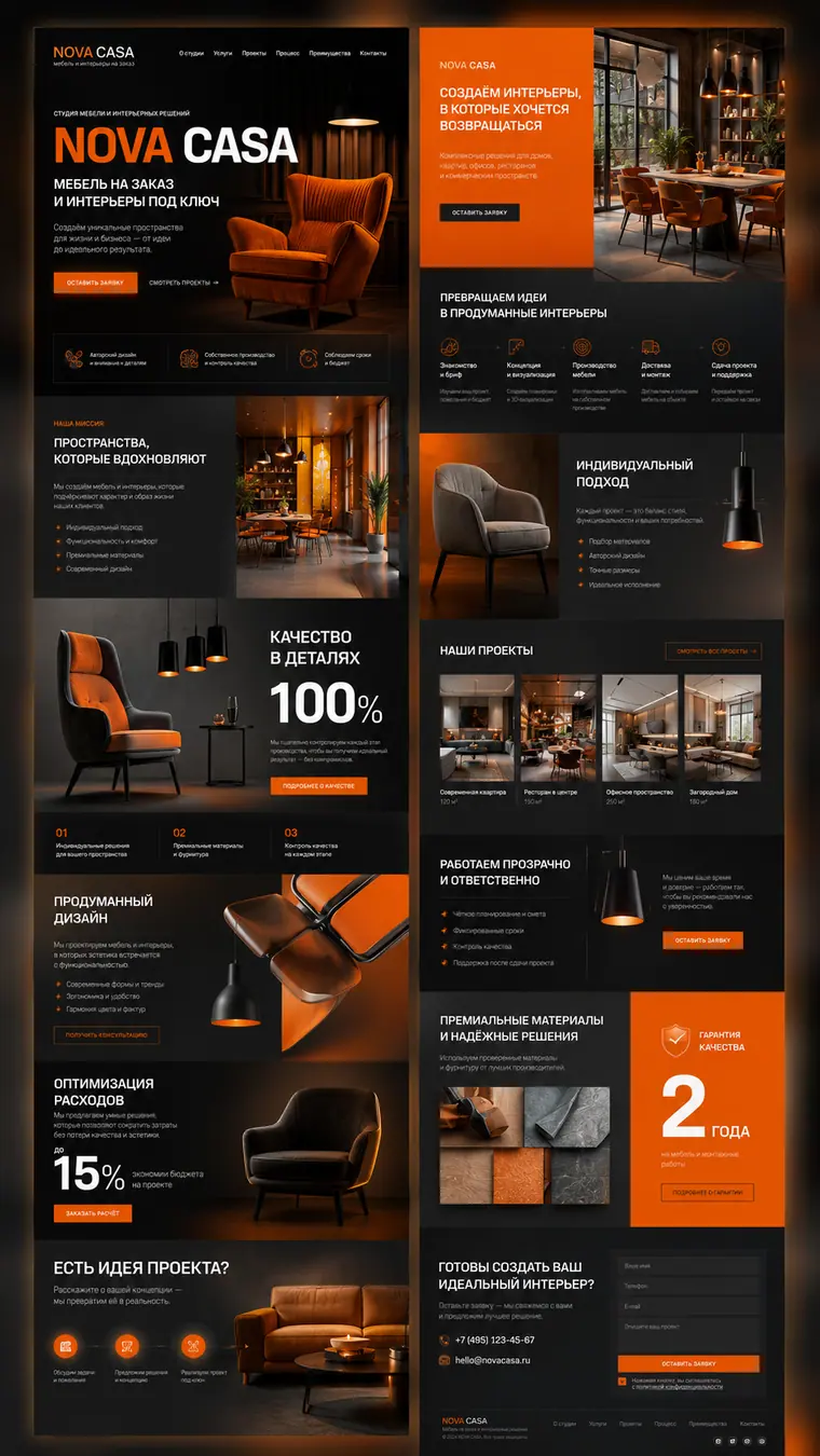 Скриншот сайта «NOVA CASA — мебель и интерьеры».