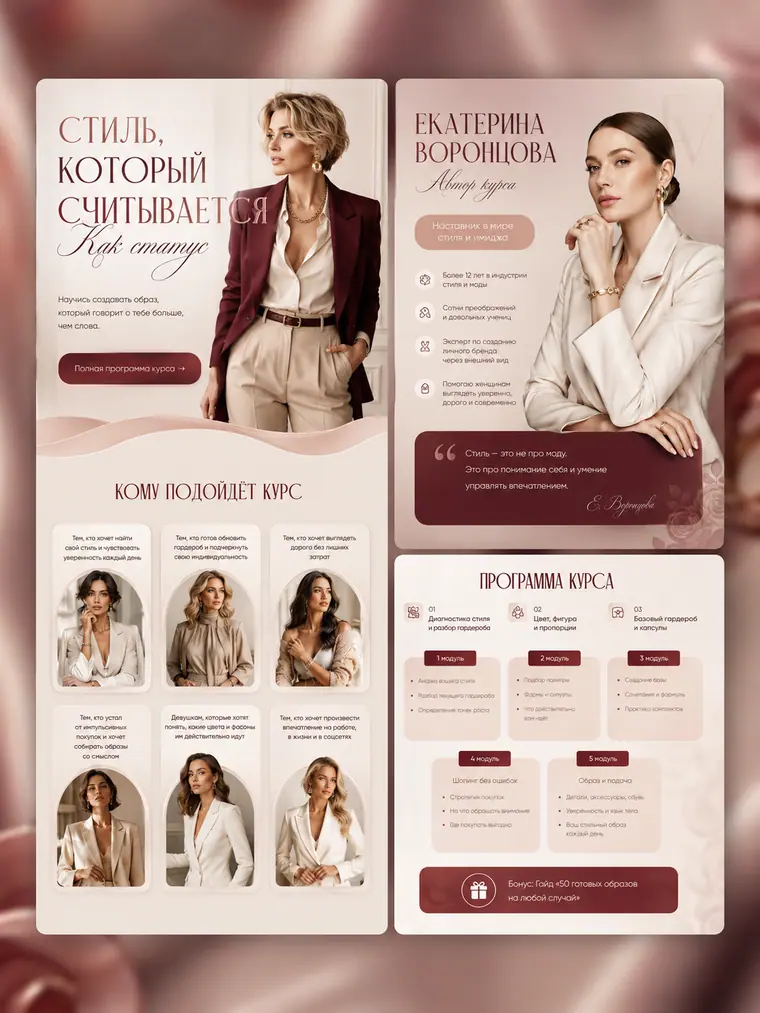 Скриншот сайта «Курс стиля — Екатерина Воронцова».